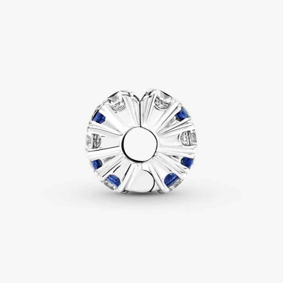 Clip-Charm Klar & Blau Funkelnd Silber