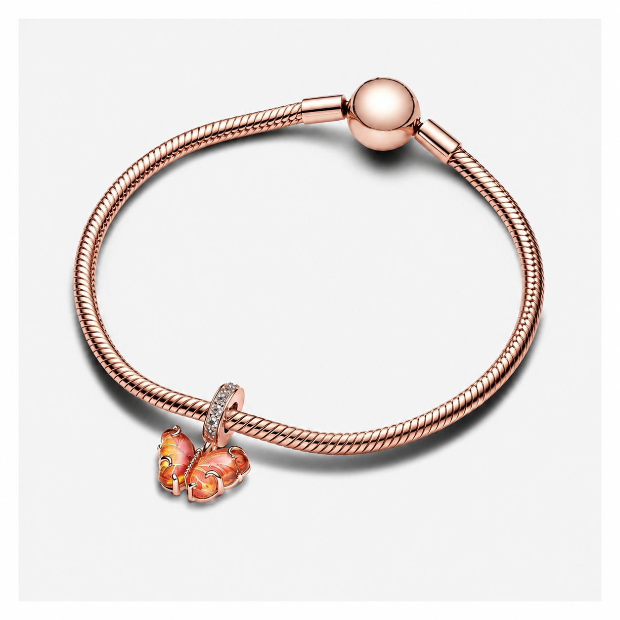 Charm-Anhänger Schmetterling Murano Gelb Rosé