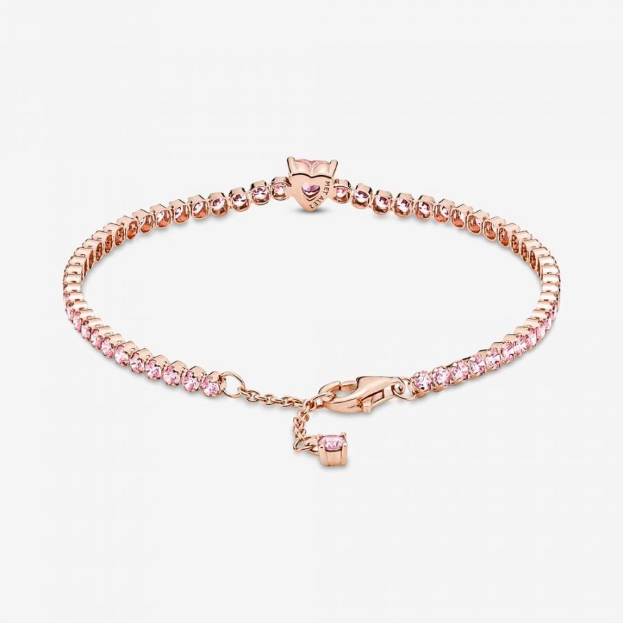 Tennisarmband Funkelndes Herz 14k Rosé Vergoldet Zweitbild
