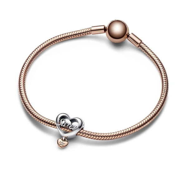 Charm Herz Love You Sister Sterling-Silber 14k Rosé Vergoldet