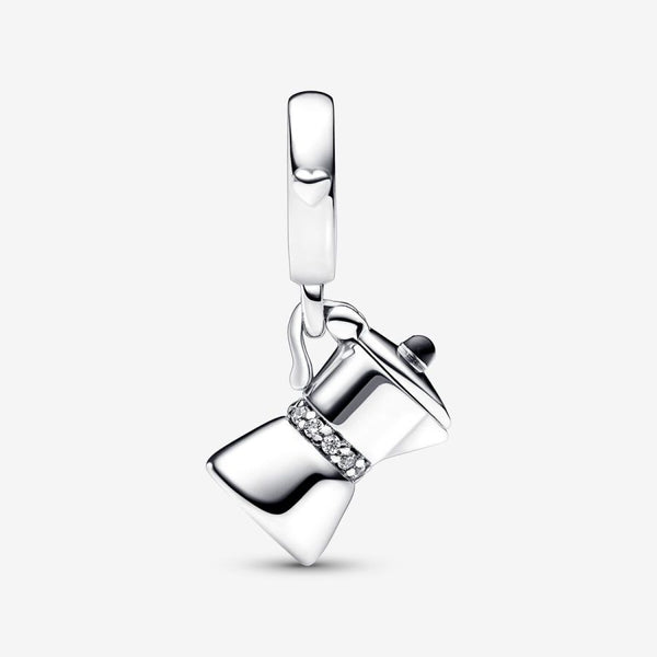 Charm-Anhänger Espressokanne Zirkonia Sterling-Silber