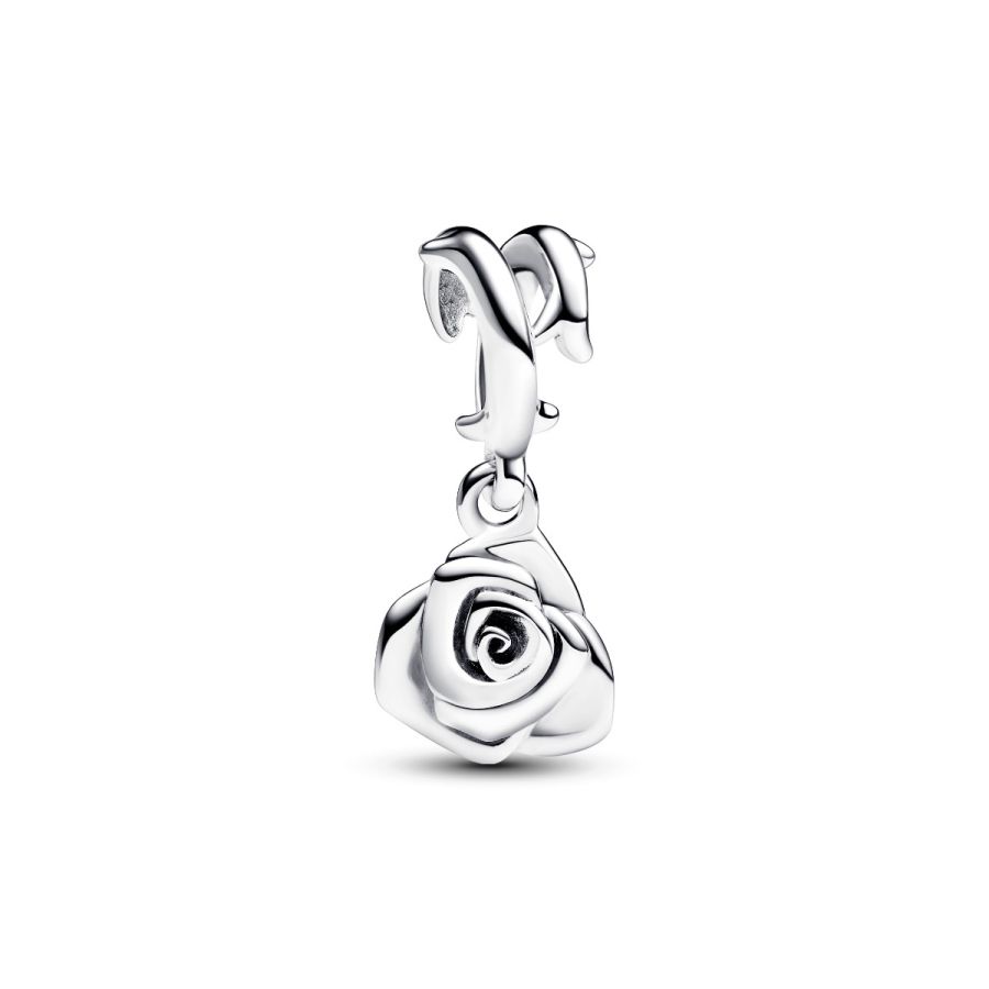 Charm-Anhänger Moments Blühende Rose Sterling-Silber