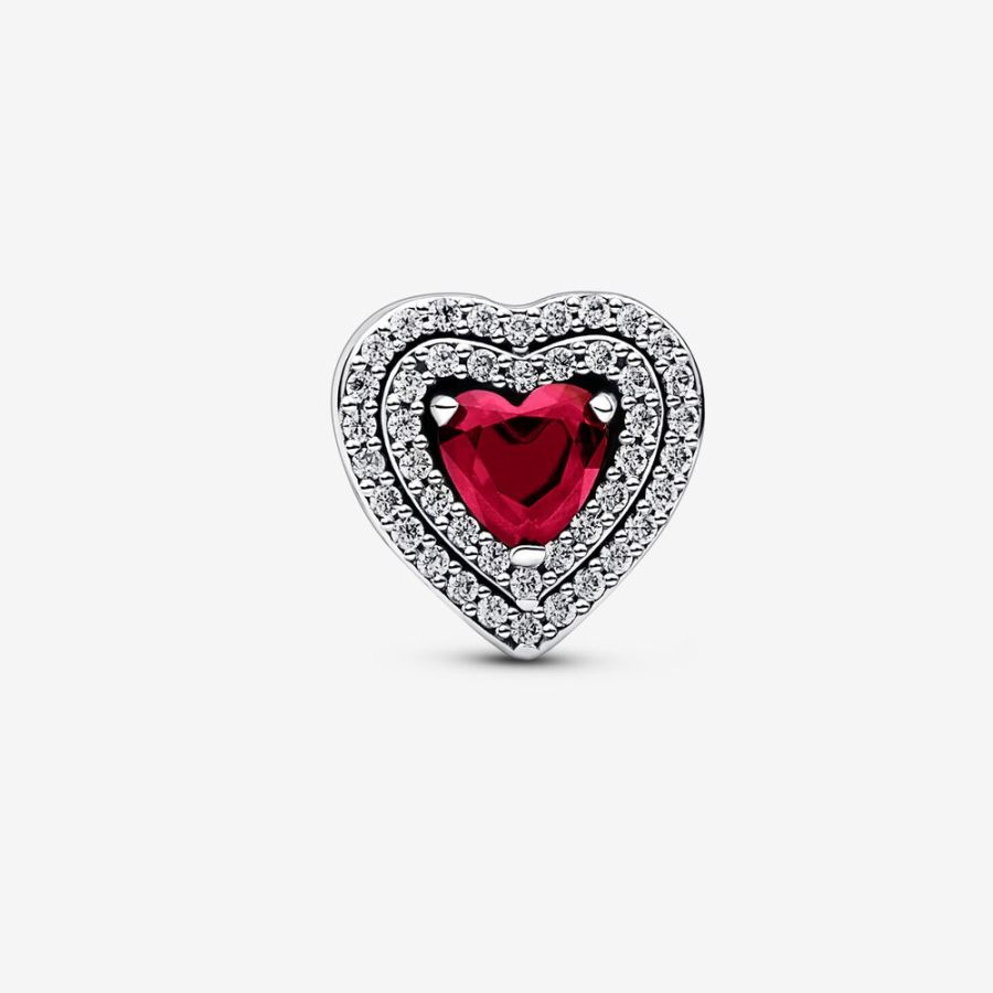 Charm Funkelndes Mehrstufiges Rotes Herz Sterling-Silber Zweitbild
