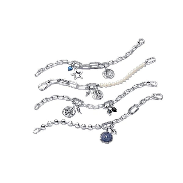 Gliederkettenarmband Metallperlen Sterling-Silber
