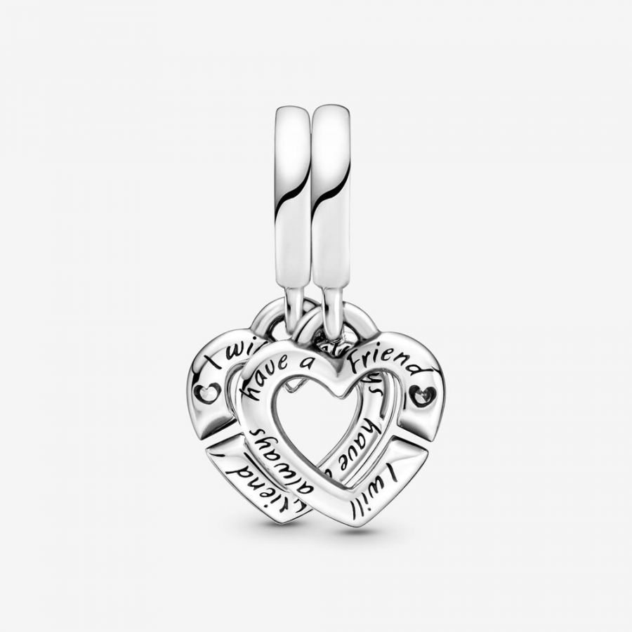 Charm-Anhänger Verbundene Schwester Teilbare Herzen Silber