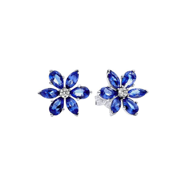 Ohrringe Ohrstecker Funkelnde Blaue Herbarium Cluster Silber