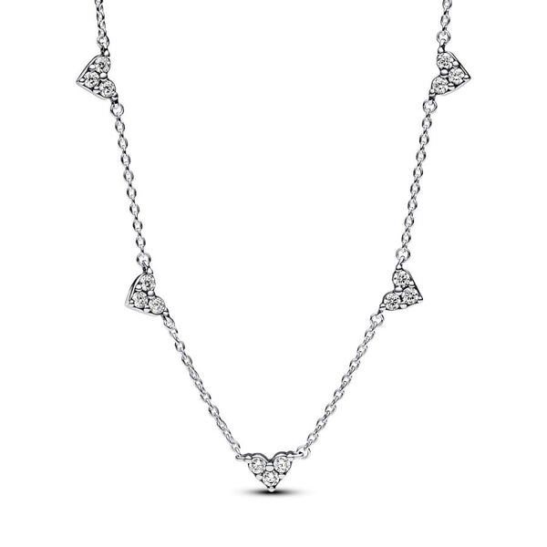 393160C01 Halskette Dreifachstein Herz Zirkonia Silber