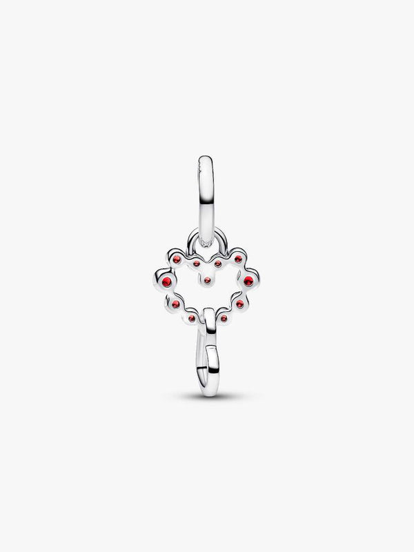 Verbundene Herzen & Rote Steine Charm-Anhänger Sterling-Silber
