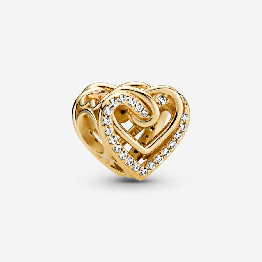 Charm Funkelnde Verschlungene Herzen 14k Vergoldet Hauptbild
