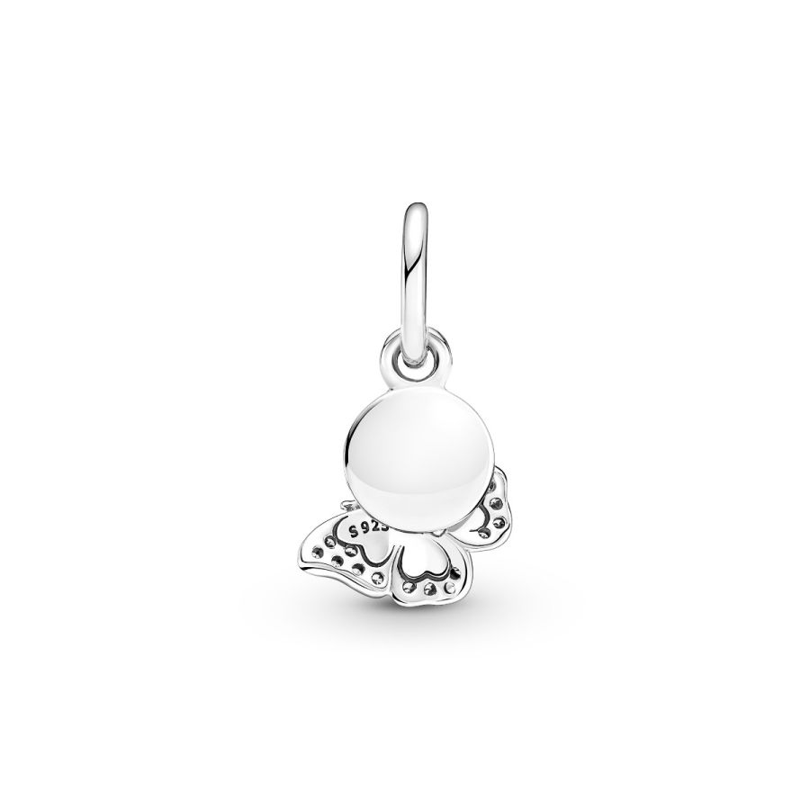 Charm-Anhänger Blauer Schmetterling & Spruch Doppelter Silber