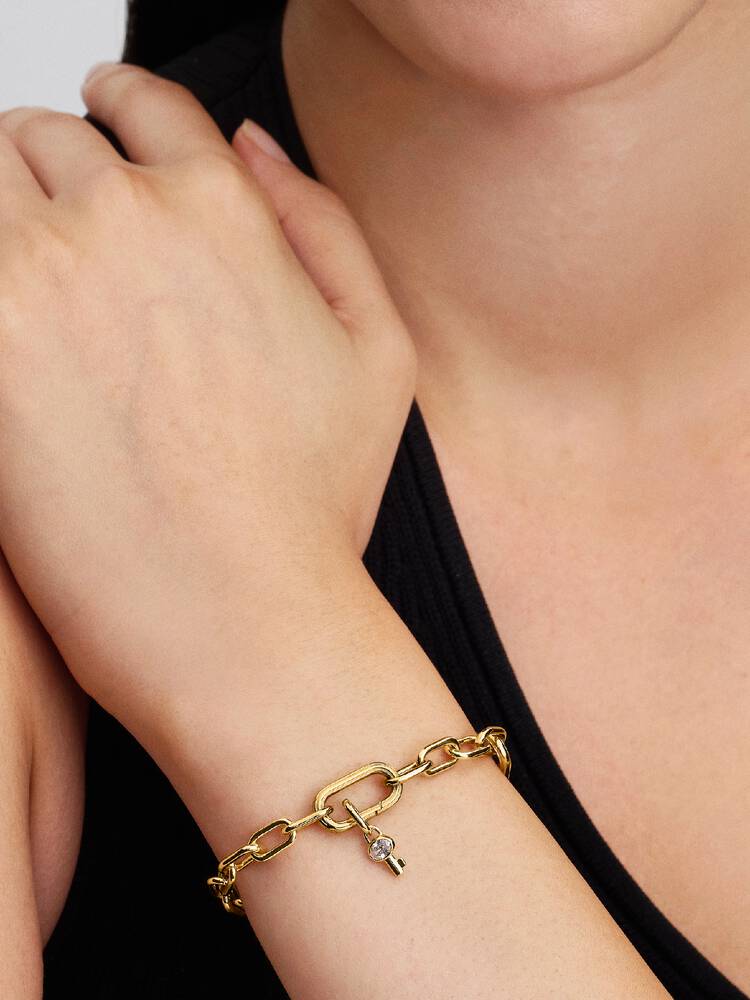 Schlüssel Mini-Charm-Anhänger 14 Karat Vergoldung