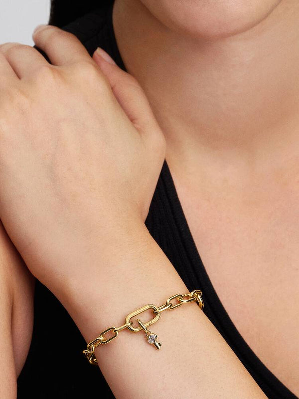 Schlüssel Mini-Charm-Anhänger 14 Karat Vergoldung