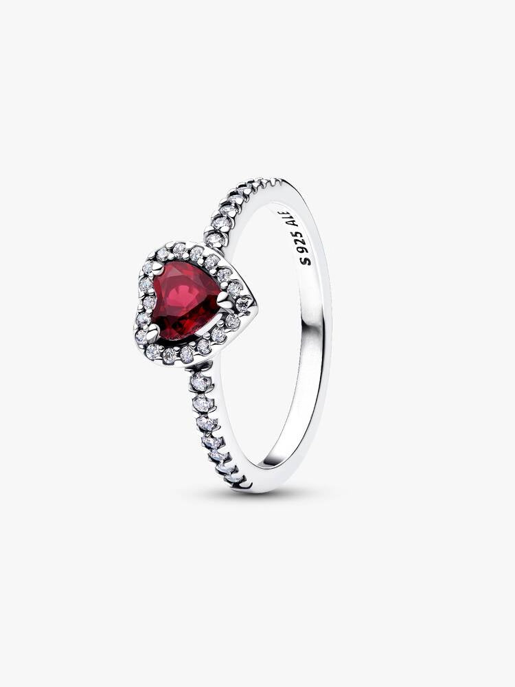Erhabenes Fuchsiafarbenes Herz Ring Sterling-Silber Hauptbild