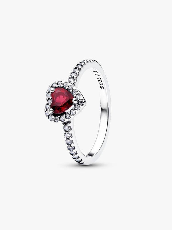 Erhabenes Fuchsiafarbenes Herz Ring Sterling-Silber