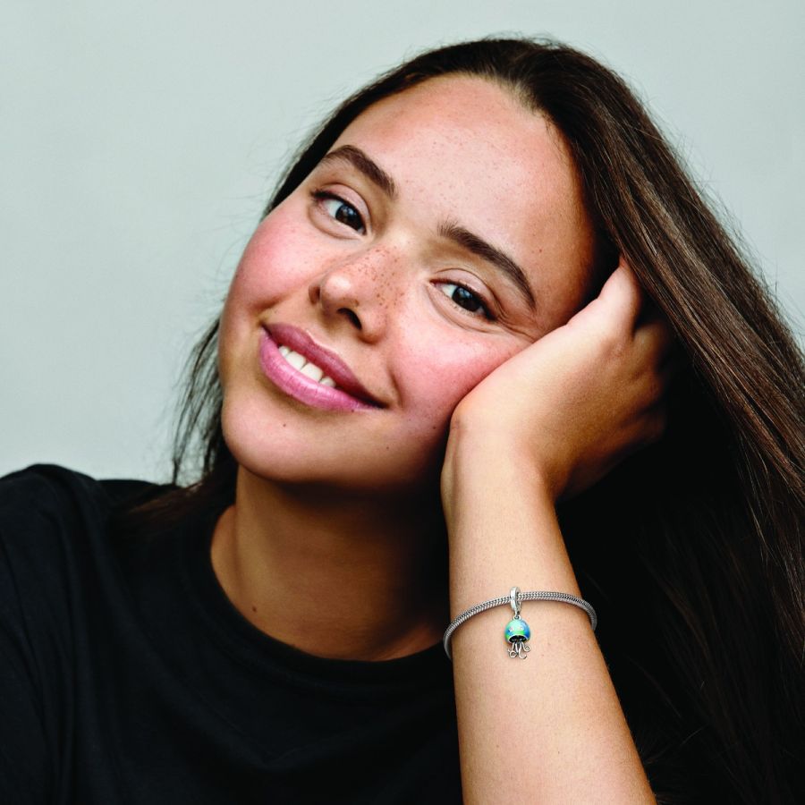 Charm-Anhänger Farbwechselnde Qualle Sterling-Silber