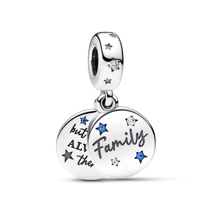 Charm-Anhänger Geliebte Familie Zirkon Blaue Kristalle Silber Hauptbild