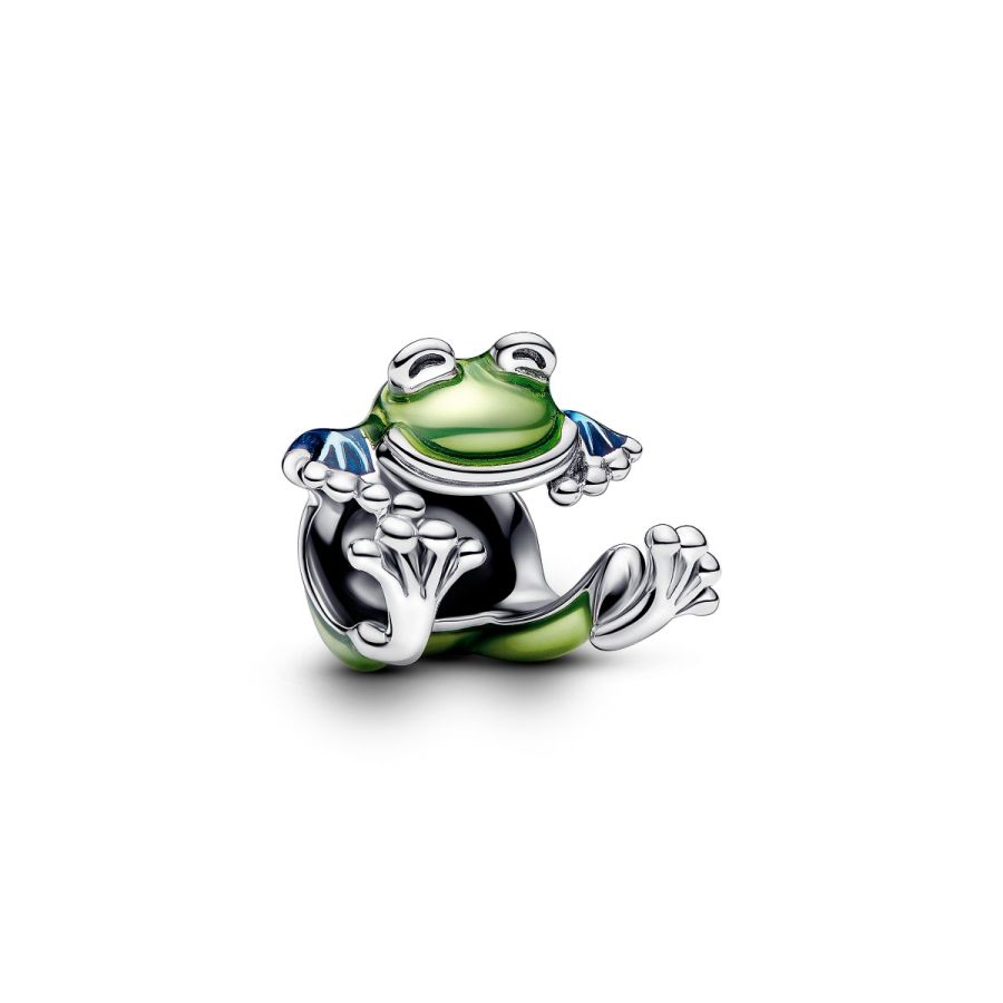 Charm Kletternder Frosch Emaille Grün Silber Hauptbild