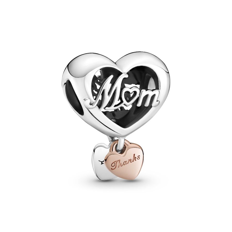 Rose  Charm-Anhänger Dankeschön Mum Herz Silber Hauptbild