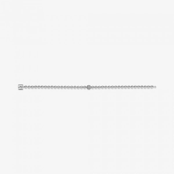 Armband Beads Pavé Weiss Sterling-Silber