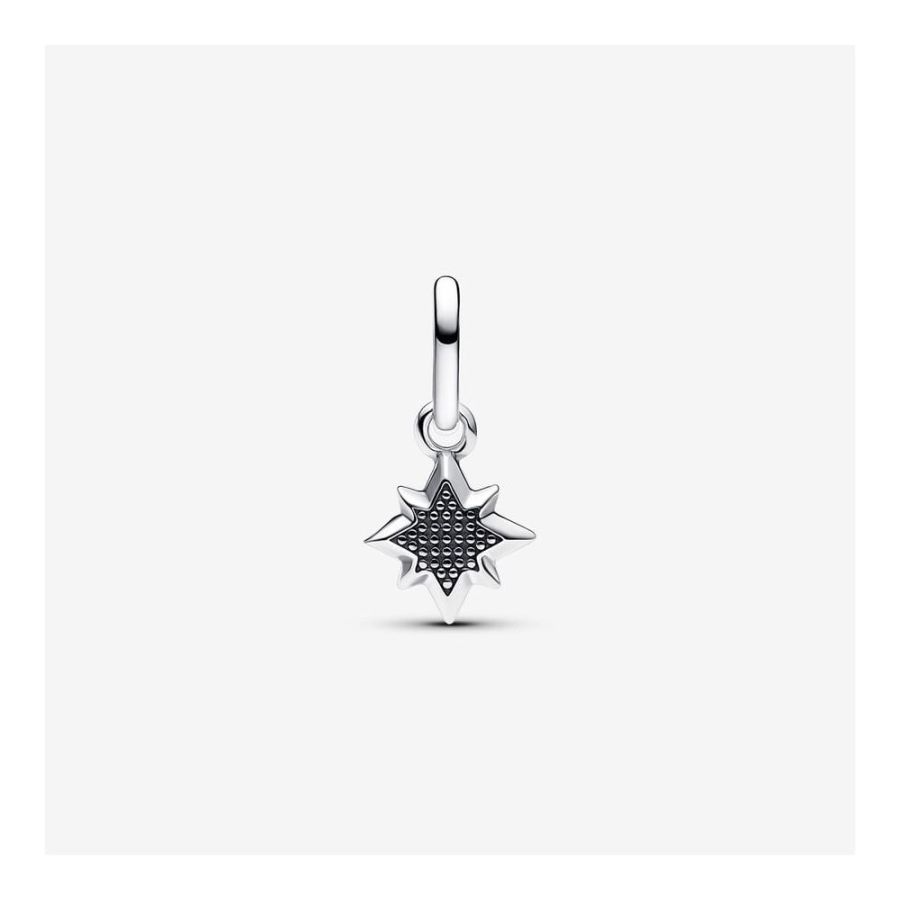 Mini-Charm-Anhänger Funkelnder Stern Silber
