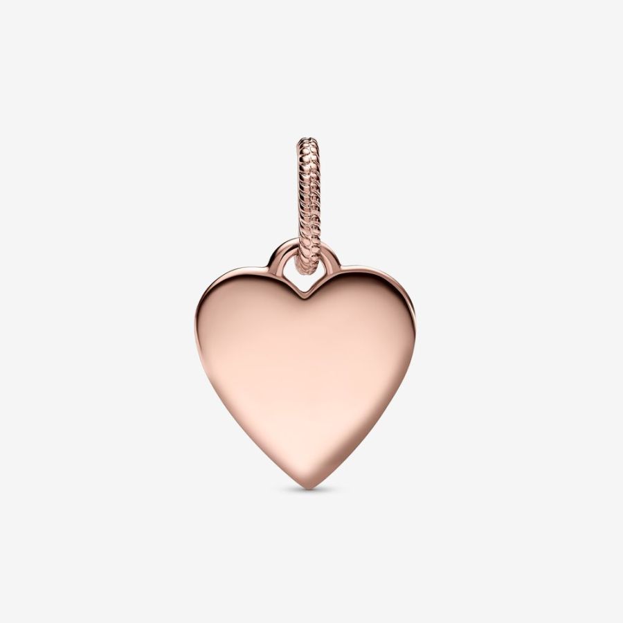 Charm-Anhänger Gravierbarer Herz 14k Rosé Vergoldet