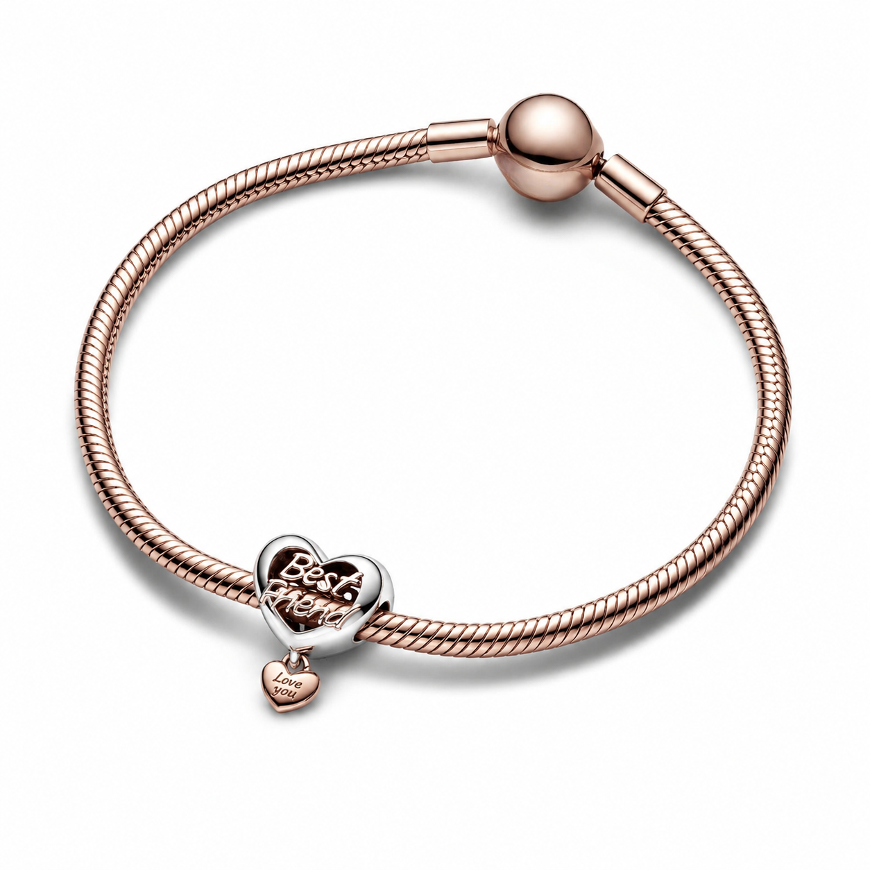 Charm Herz Love Best Friend Sterling-Silber 14k Rosé Vergoldet