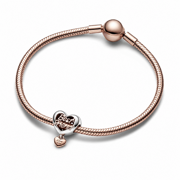 Charm Herz Love Best Friend Sterling-Silber 14k Rosé Vergoldet