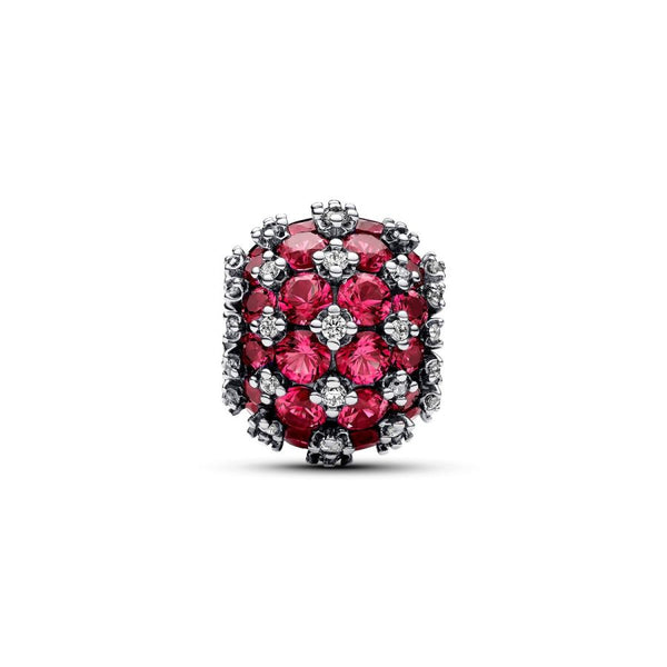 Charm Funkelndes Rosafarbenes Rundes Pavé Sterlingsilber