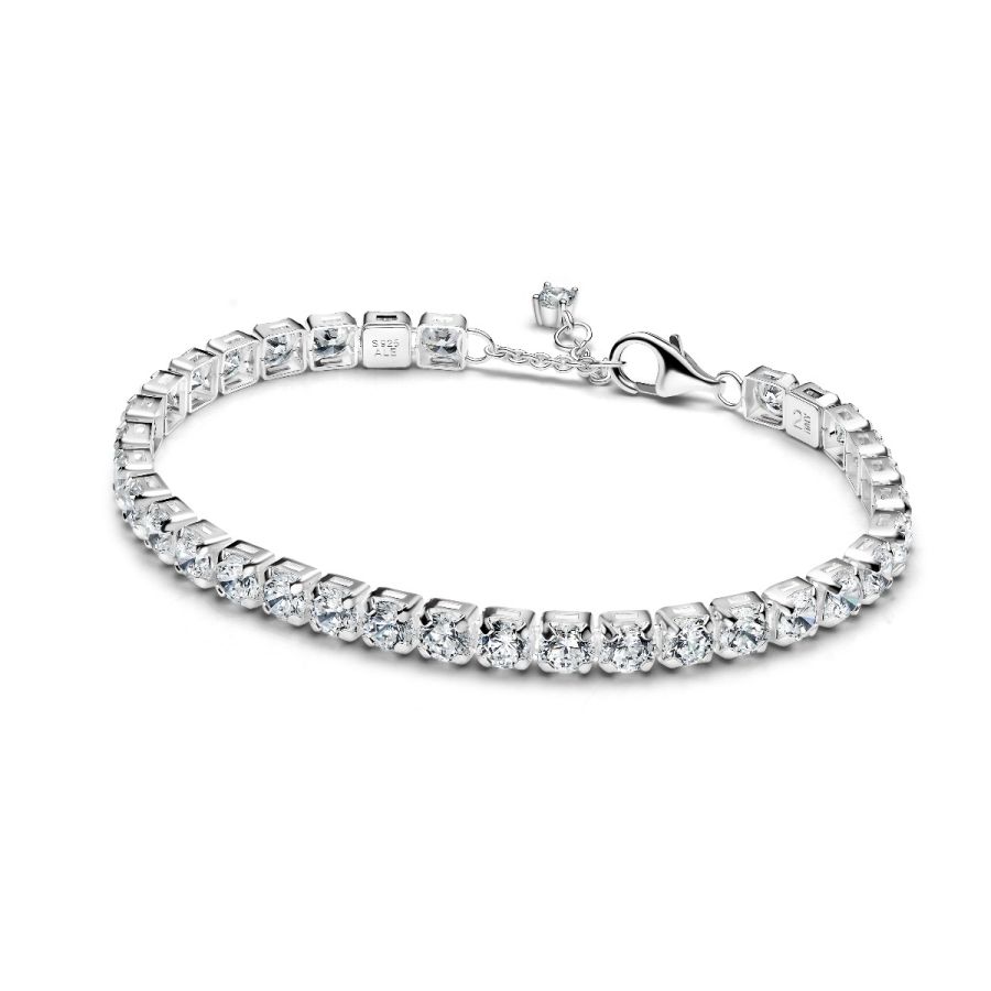 Tennisarmband Funkelnde Zirkonia Weiss Silber Hauptbild