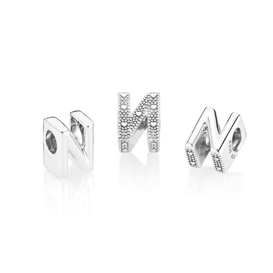 Charm Buchstabe Letter N Silber Zweitbild