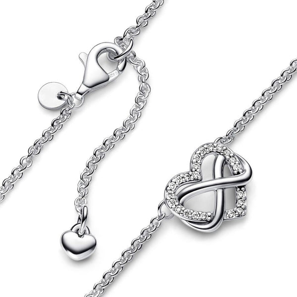 392666C01 Collier-Halskette Funkelnde Unendlichkeits-Herz Silber