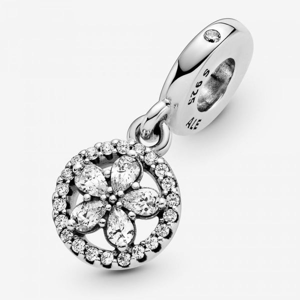 Charm-Anhänger Funkelnder Schneeflocke Kreis Silber