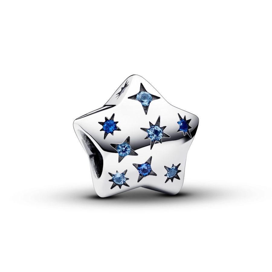 Charm Auffälliges Funkelndes Stern Blau Silber Hauptbild