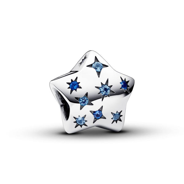 Charm Auffälliges Funkelndes Stern Blau Silber