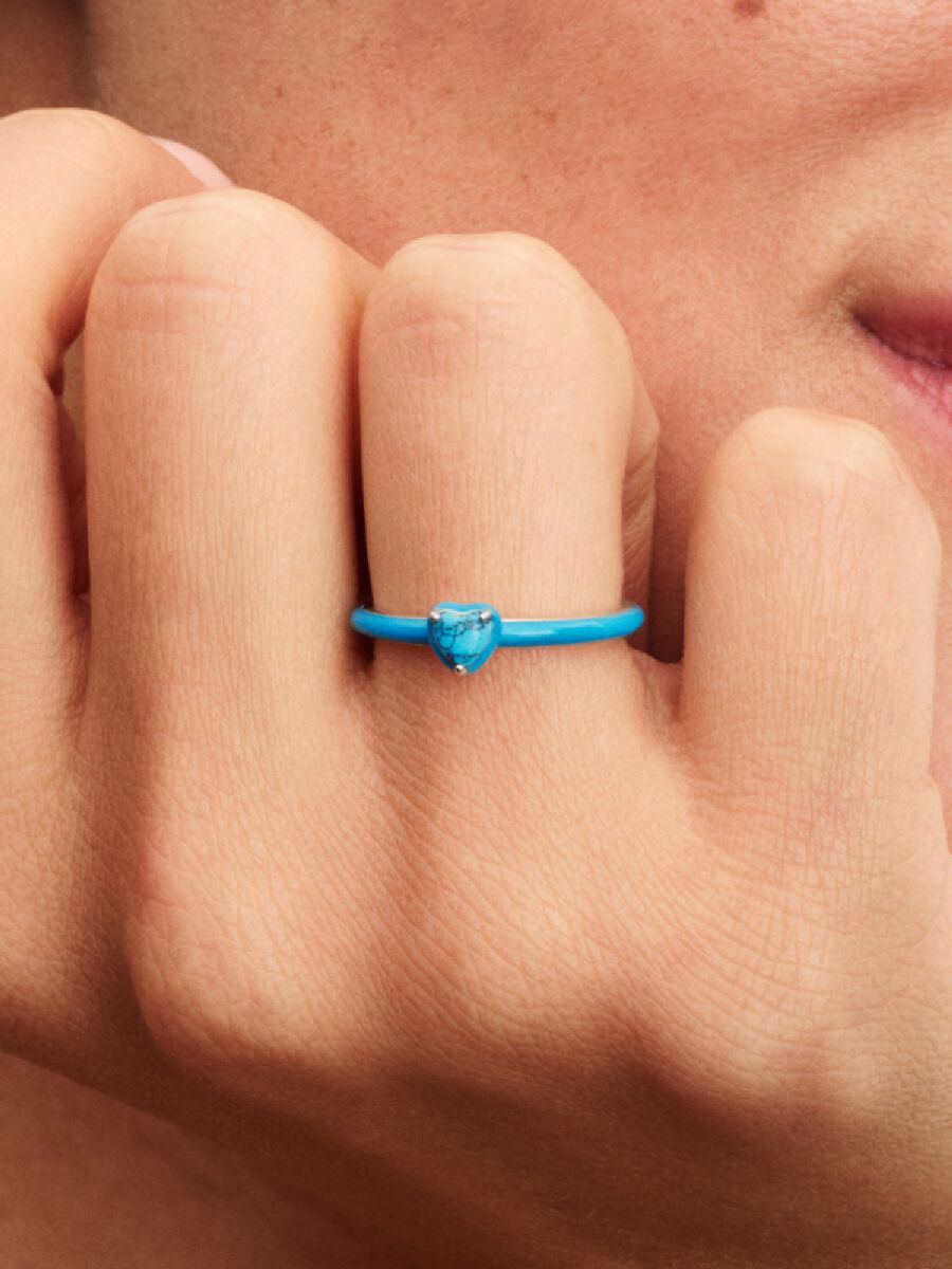 Türkisfarbener Herz-Stein Ring Sterling-Silber