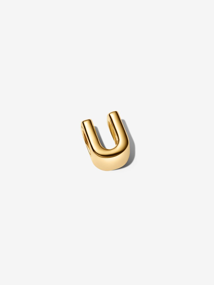 Buchstabe U Alphabet-Mini-Charm 14 Karat Vergoldung