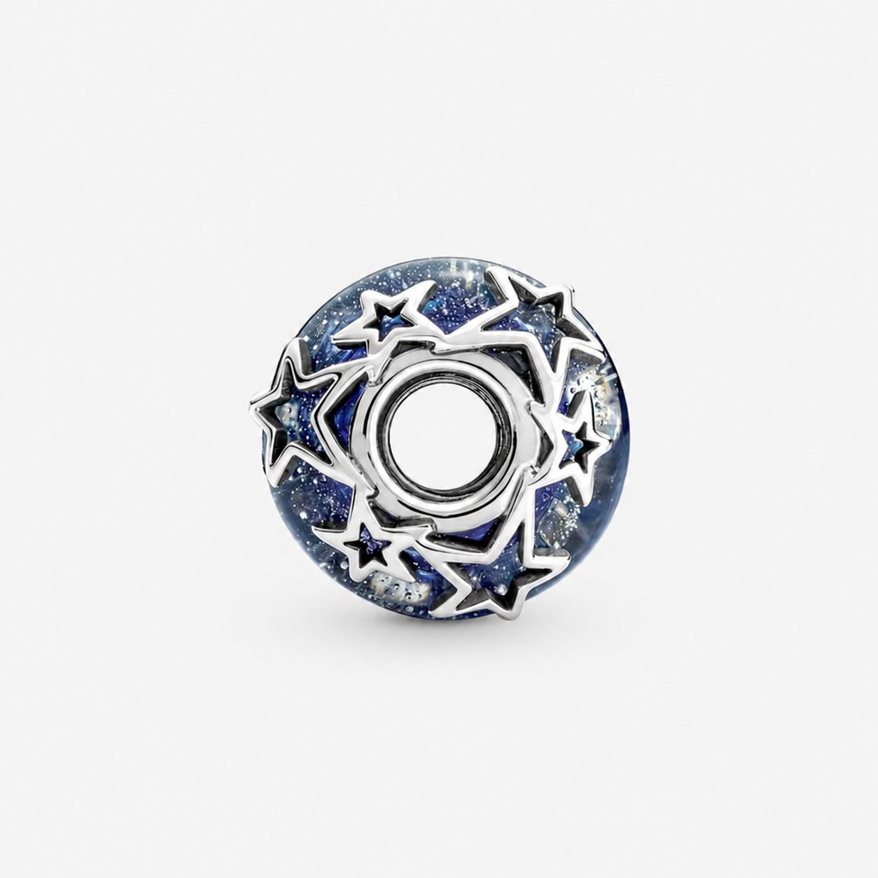 Charm Galaxis Blau & Stern Murano-Glas Sterling-Silber