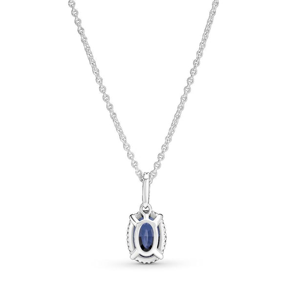 390055C01 Kette mit Anhänger Statement Strahlenkranz Blau Sterlingsilber