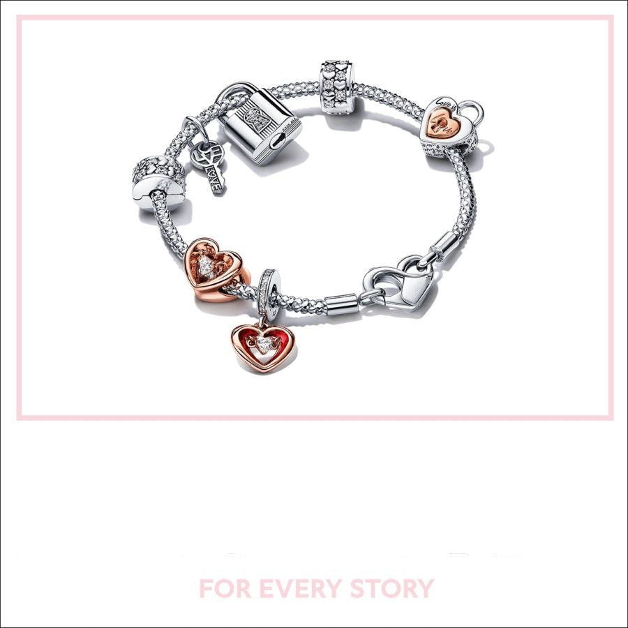 Charm-Anhänger Rose Herzschloss Sterling-Silber