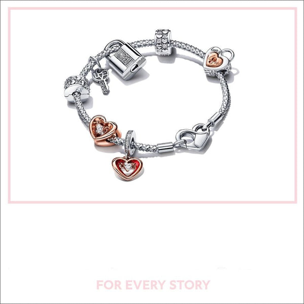 Charm-Anhänger Rose Herzschloss Sterling-Silber