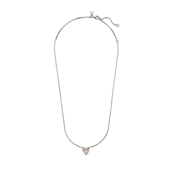 380089C01 Halskette Anhänger Funkelndes Freihand-Herz Silber 14k Rosé