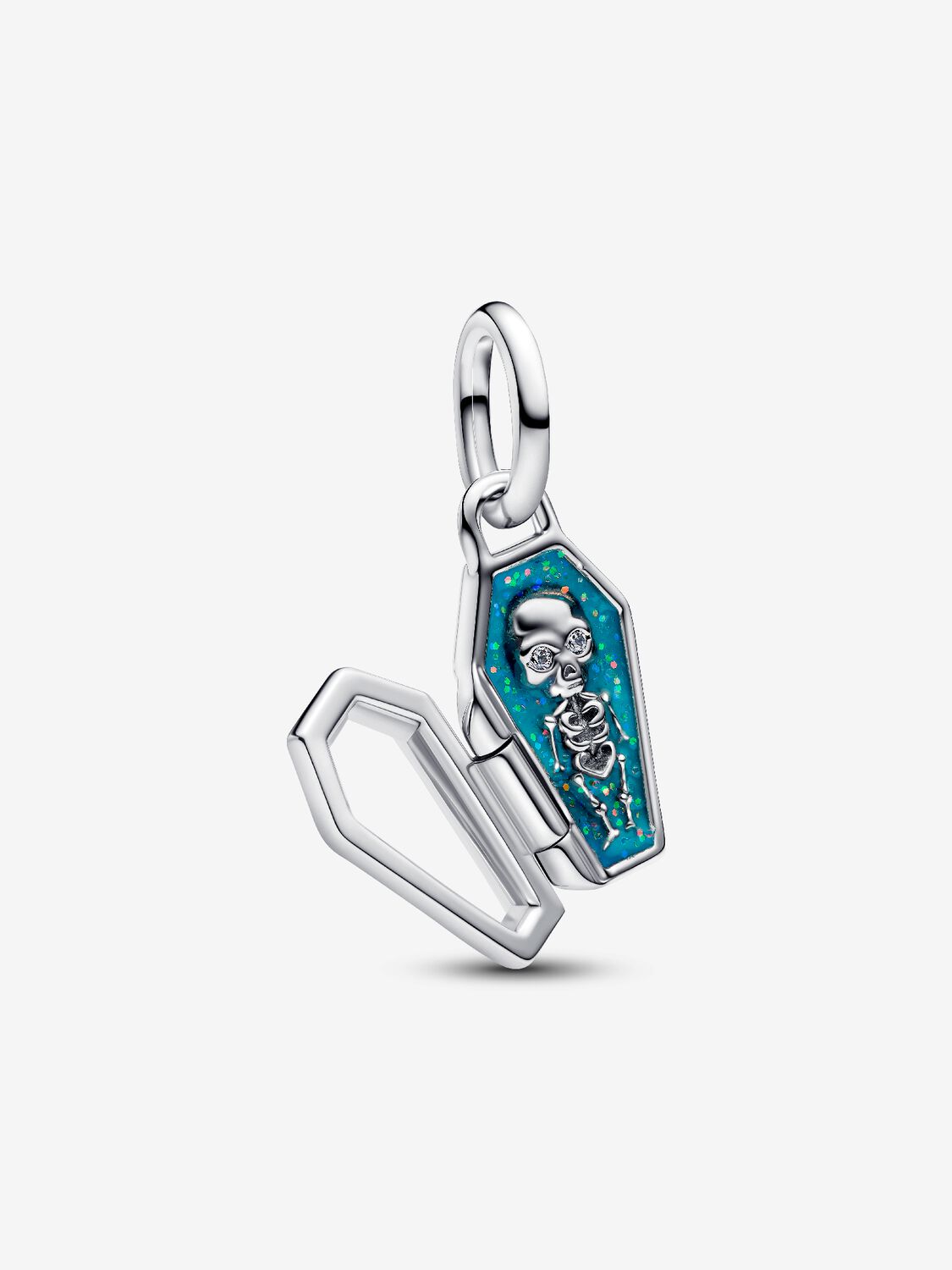 Aufklappbarer Glow-in-the-Dark Sarg Charm Sterling-Silber Hauptbild