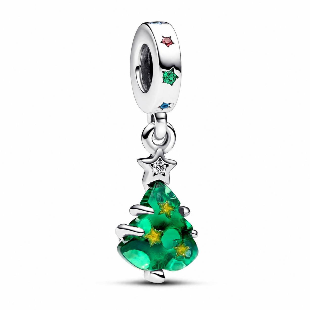 Charm-Anhänger Funkelnder Weihnachtsbaum Kristall Grün Silber Hauptbild