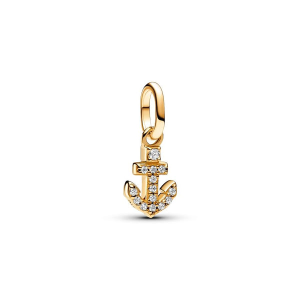 Mini-Charm-Anhänger Anker Zirkon Vergoldet
