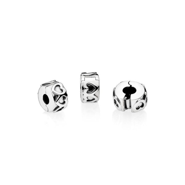 Clip Charm Gereihte Herzen Sterling Silber