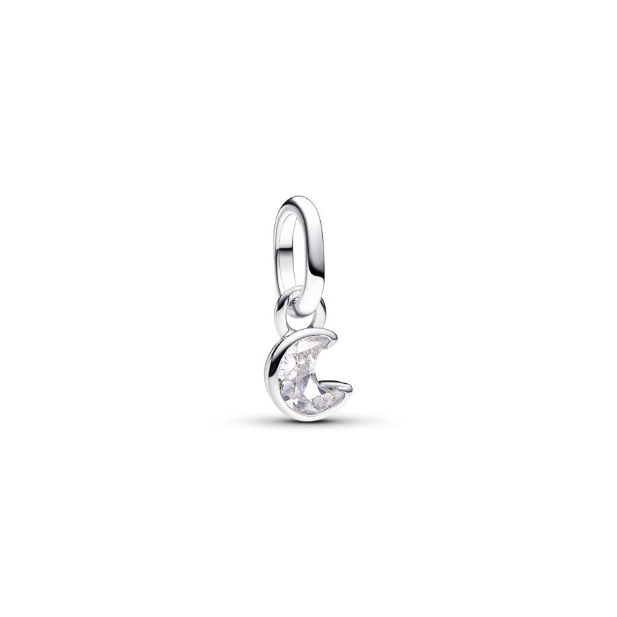 Mini-Charm-Anhänger Funkelnder Mond Silber Hauptbild