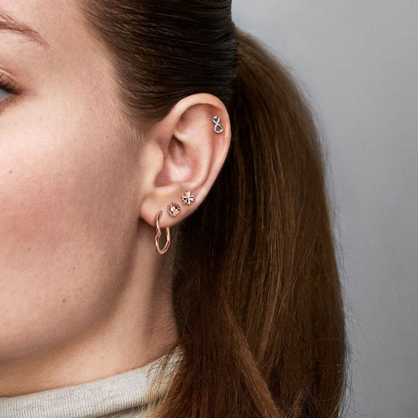 Ohrringe Creolen Asymmetric Heart 14k Rose Gold Plattiert