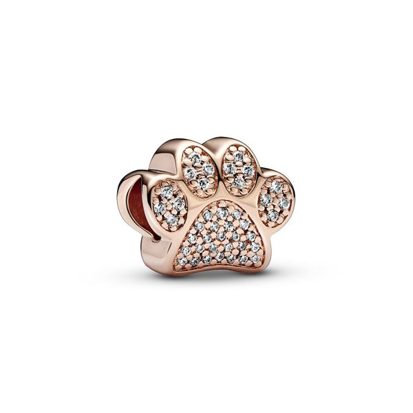 Charm Funkelnder Pfotenabdruck Zirkonia Rosévergoldet