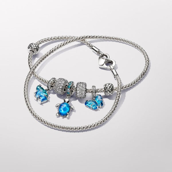 Charm-Anhänger Elefant Murano Zirkon Blau Silber