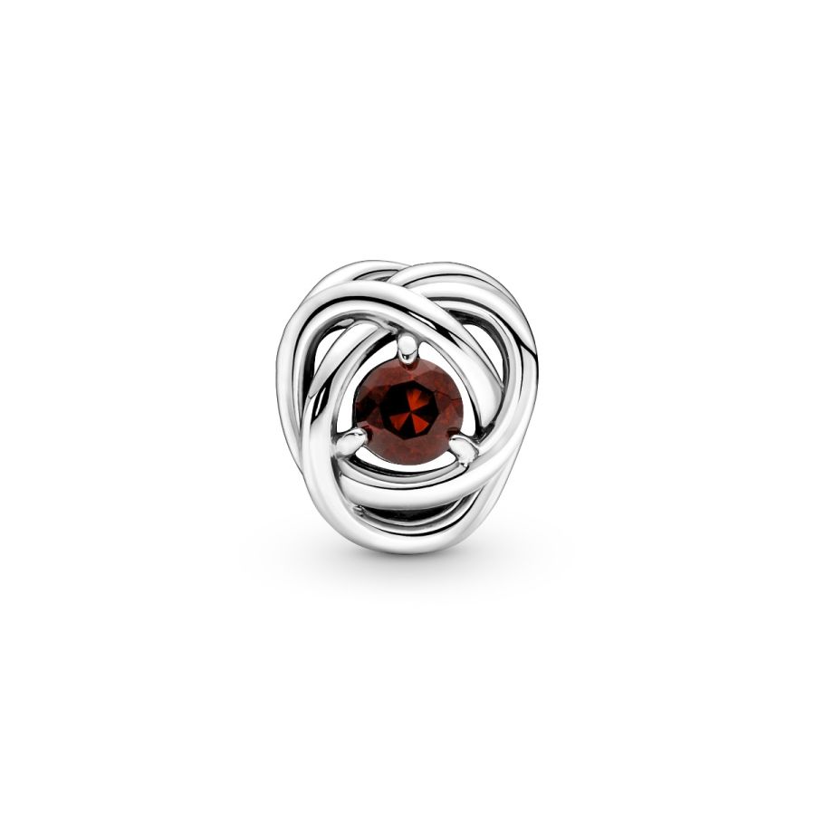 Charm Januar Geburtsstein Roter Ewigkeitskreis Sterling-Silber Zweitbild